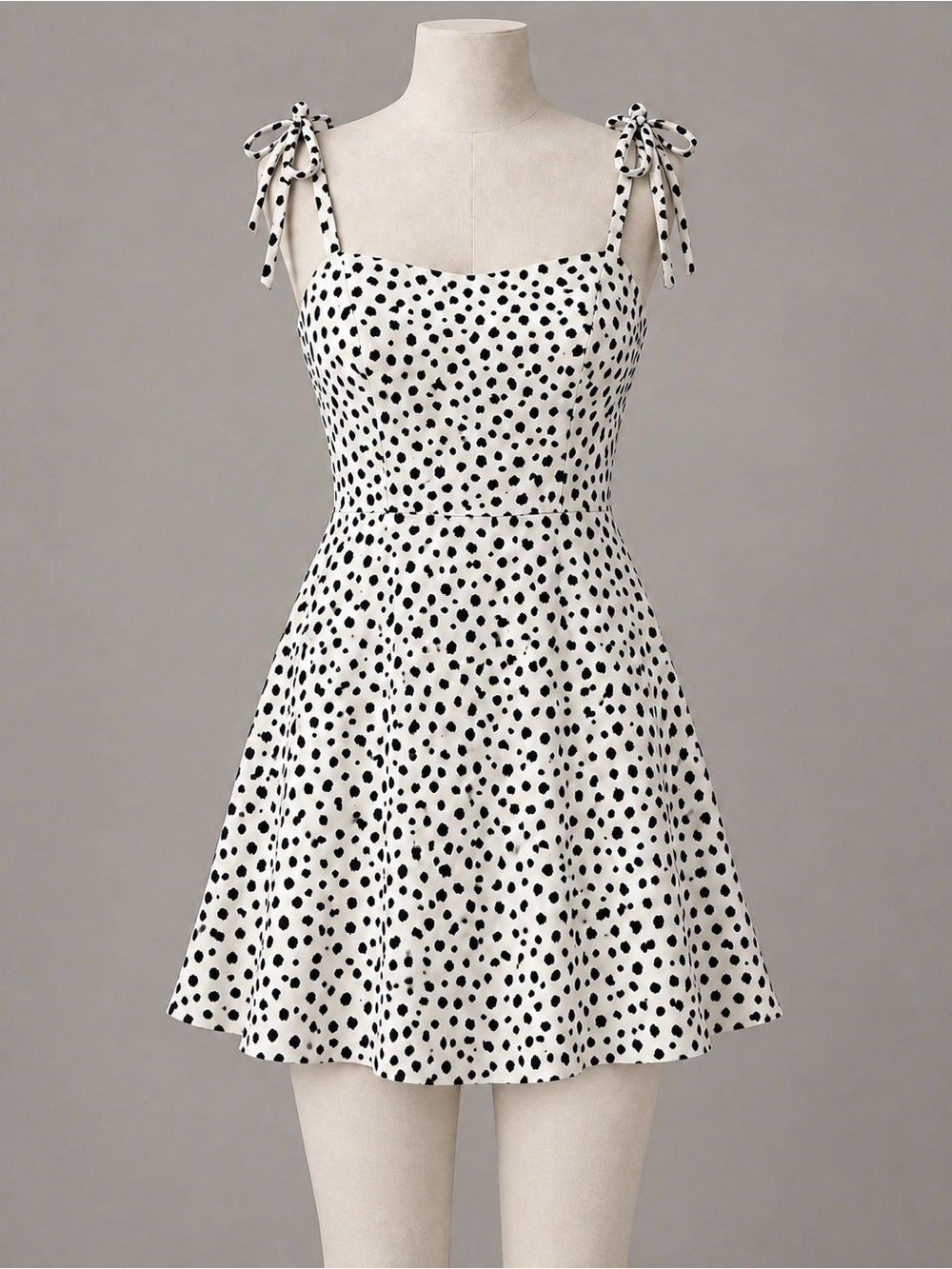 Gianni Bini Black and White Polka Dot Tie-Shoulder Mini Dress
